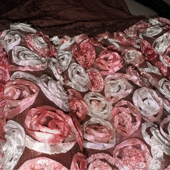 Bonnie Jean Brown Velvet Dress with Pink Floral Rosette - Picture 5 of 5